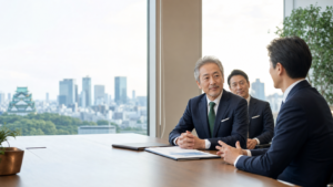 大阪の企業オーナーがM&A相談をしているアイキャッチ