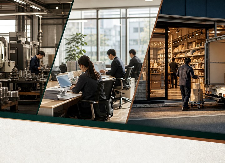 大阪の製造業、オフィス、店舗物流を横断した事業承継イメージ写真